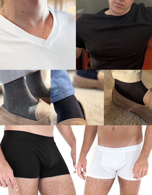 Essentials fra Maincph.dk – t-shirts, strømper og boxers i tidløst design og premium kvalitet. Komfort, der holder hele dagen.