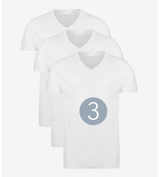 Bundle offer: 3 pcs. white T-shirts with V-neck