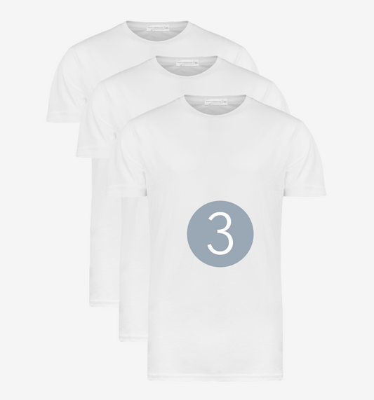 Bundle offer: 3 pcs. white T-shirts with a crew neck