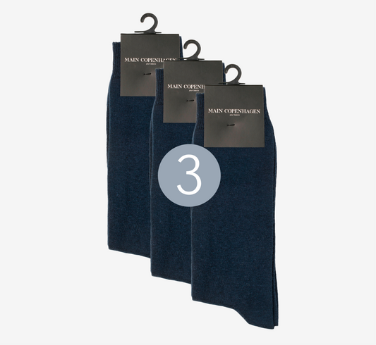 Bundle offer: 3 pairs of quality cotton socks in navy blue