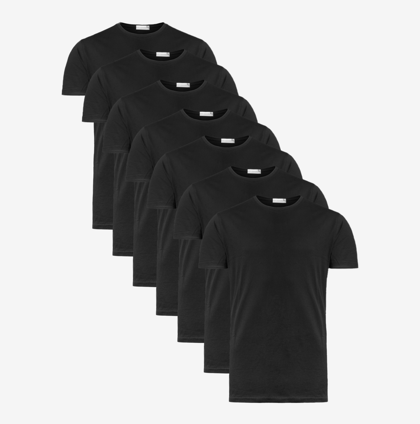 Bundle offer: 7 pcs. Black T-shirts with a crew neck